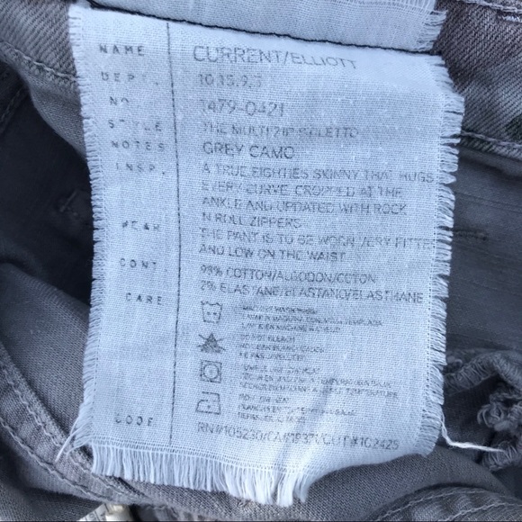 Current Elliott Multi Zip Stiletto Jean Grey Camo - Picture 10 of 10